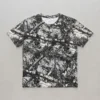 Blank black leaf and branches camo t-shirt front.