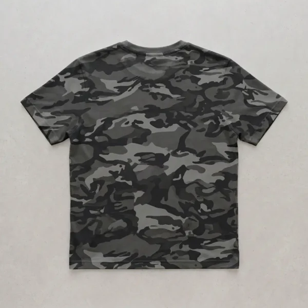 Blank black urban camo t-shirt back.