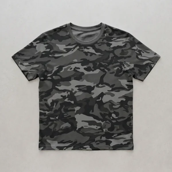 Blank black urban camo t-shirt front.