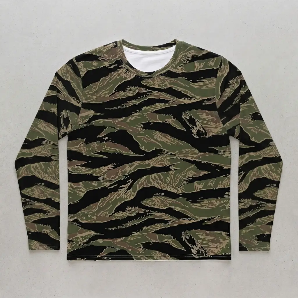 Blank bottom land camo long sleeve t-shirt front.