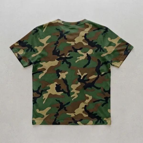Blank classic woodland camo t-shirt back.