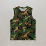 Blank classic woodland camo tank top front.