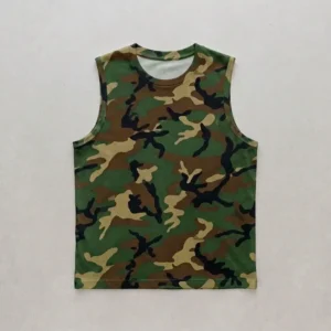 Blank classic woodland camo tank top front.