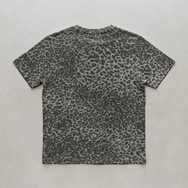Blank gray leopard print t-shirt back.