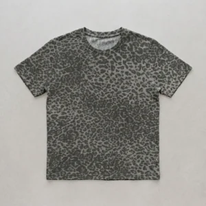 Blank gray leopard print t-shirt front.