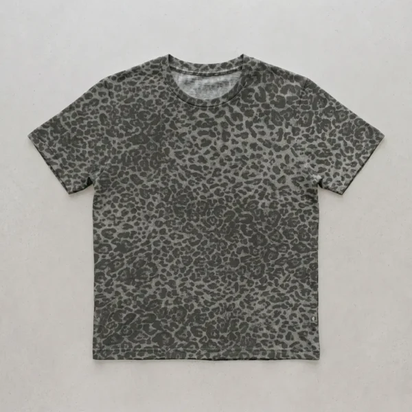 Blank gray leopard print t-shirt front.