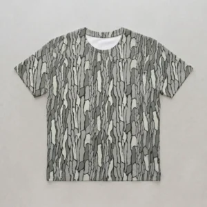 Blank gray tree bark camo t-shirt front.