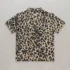 Blank leopard print polo shirt back.