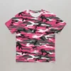 Blank pink woodland camo t-shirt front.
