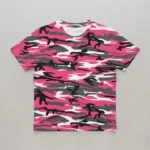 Blank pink woodland camo t-shirt front.