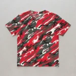 Blank red woodland camo t-shirt front.