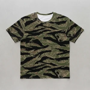 Blank tiger stripe camo t-shirt front.