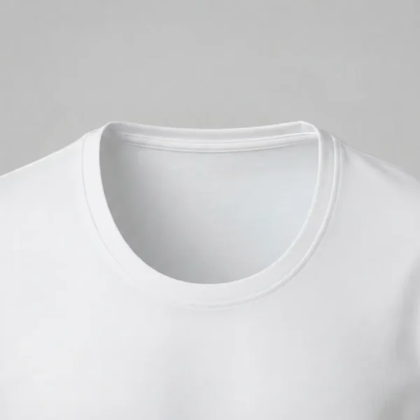 Blank white scoop neck closeup.