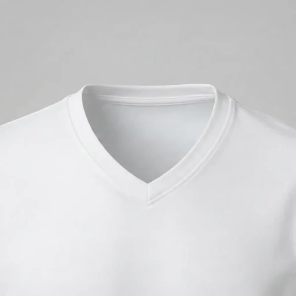 Blank white v-neck closeup.