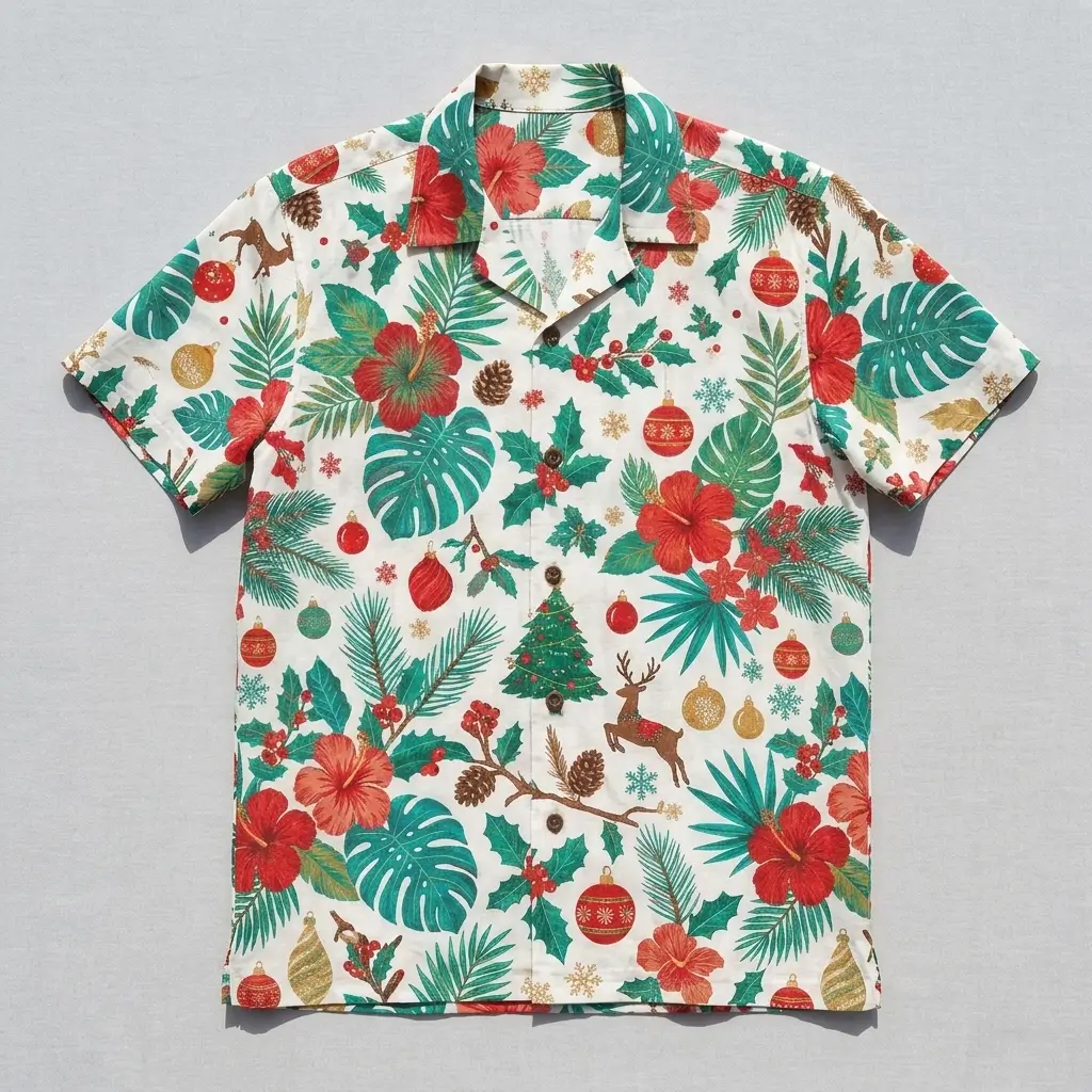 Custom christmas hawaiian shirt front.