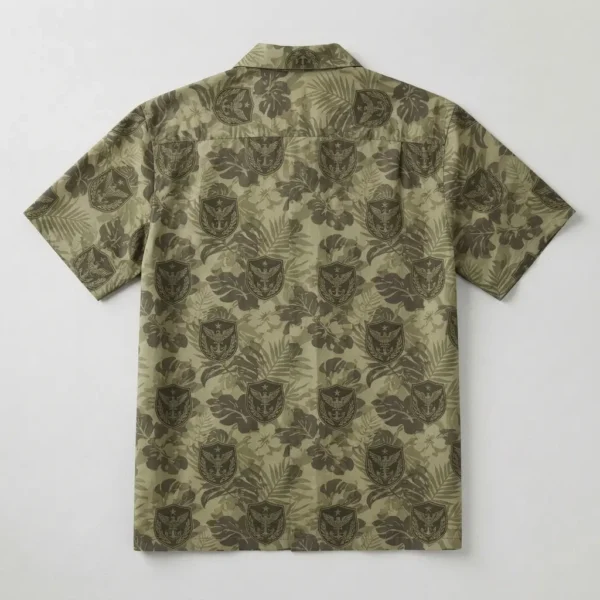 Custom military unit hawaiian shirt back.