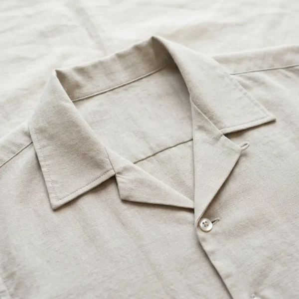 Custom shirt camp collar closeup.
