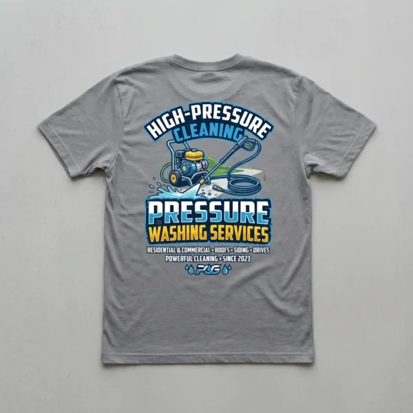 DTF printed pressure washing shirt.
