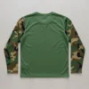 Full set-in sleeve blank camo t-shirt back.