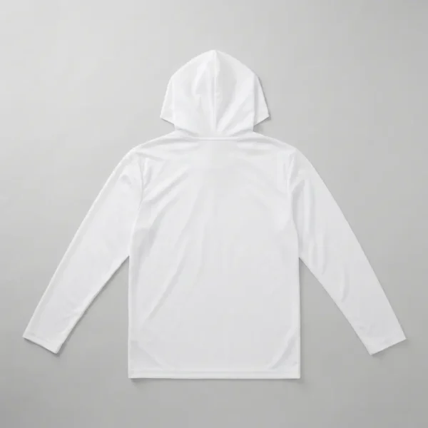 Long sleeve hooded sublimation blank shirt back.