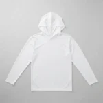 Long sleeve hooded sublimation blank shirt front.