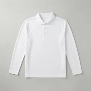 Long sleeve sublimation blank polo shirt front.