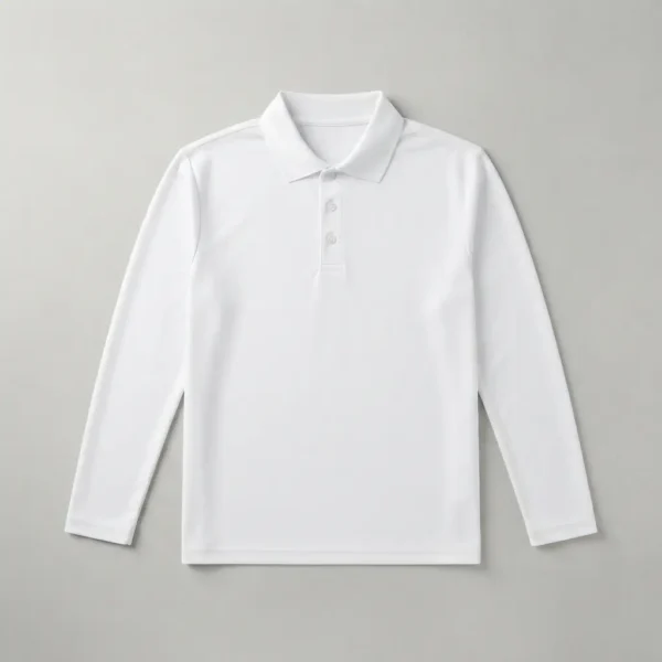 Long sleeve sublimation blank polo shirt front.