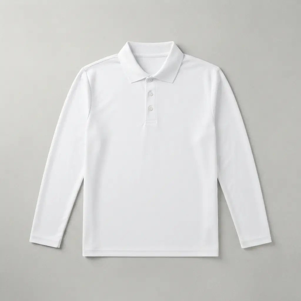 Long sleeve sublimation blank polo shirt front.
