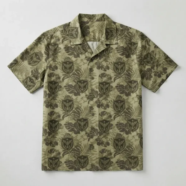 Military unit hawaiian shirt front.