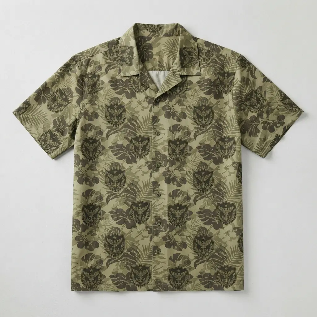 Military unit hawaiian shirt front.