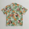 Multi face group print hawaiian shirt back.