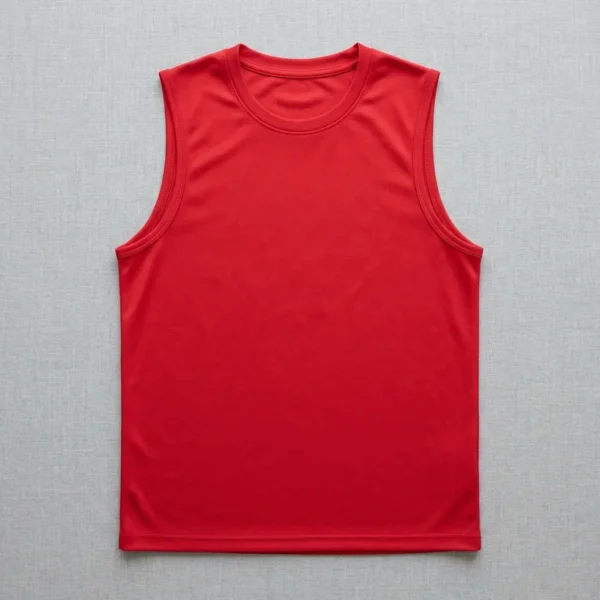 A red sleeveless shirt / tank top.