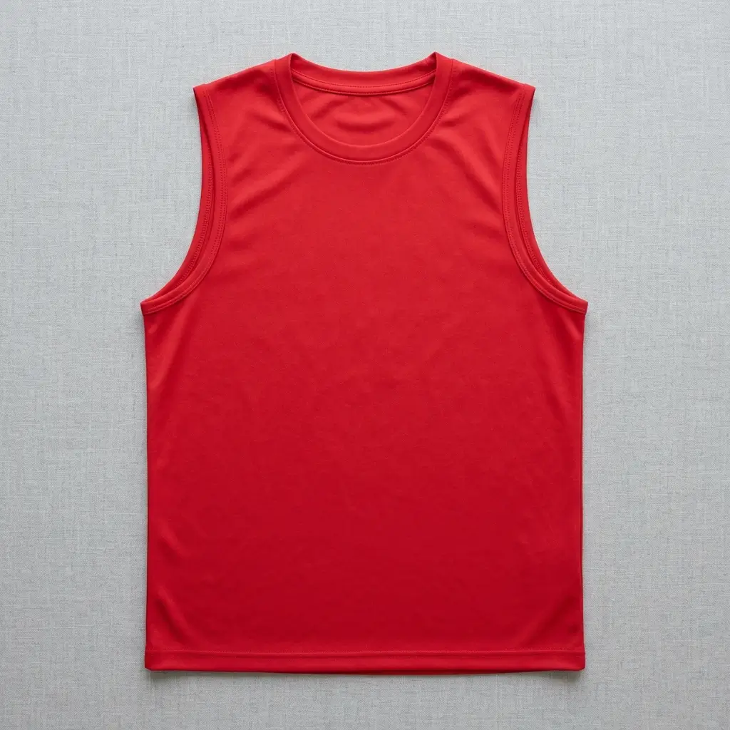 A red sleeveless shirt / tank top.