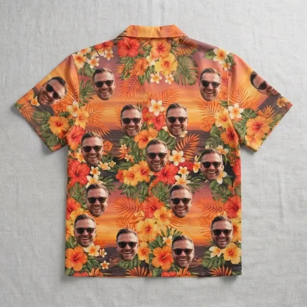 Single face photo aloha shirt back.