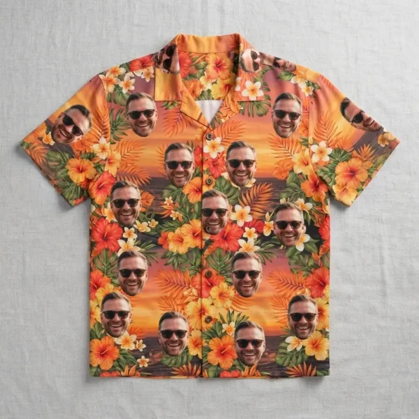 Single face photo aloha shirt front.