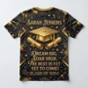 Sublimated 3d graduation t-shirt back.