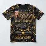 Sublimated 3d graduation t-shirt front.