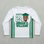 Sublimated full sleeves graduation shirt front.
