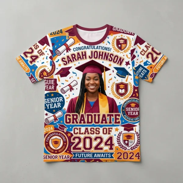 Sublimated graduation shirt.