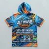 Sublimated hooded pressure washing shirt back.