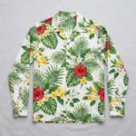 Sublimated long sleeve aloha shirt front.
