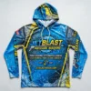 Sublimated long sleeve hooded pressure washing shirt front.