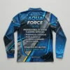 Sublimated long sleeve polo pressure washing shirt back.