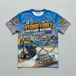 Sublimated pressure washing shirt front.