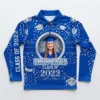 Sublimated zip neck full sleeves graduation shirt front.