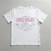 White birthday rhinestone t-shirt front.