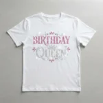 White birthday rhinestone t-shirt front.