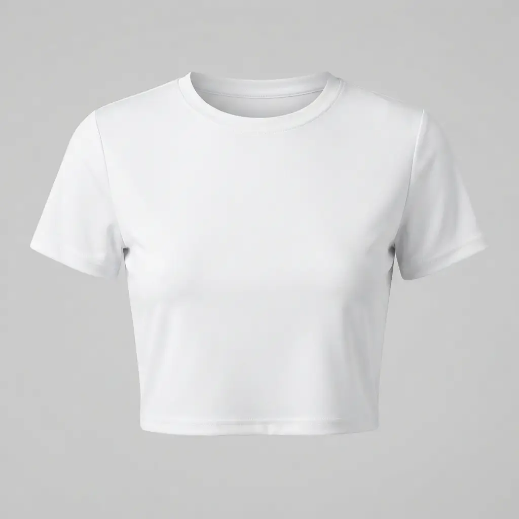 White polyester cropped fit sublimation blank shirt.
