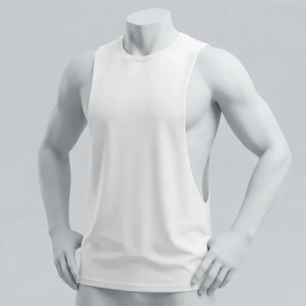 White sublimation dropped armhole tank top blank.