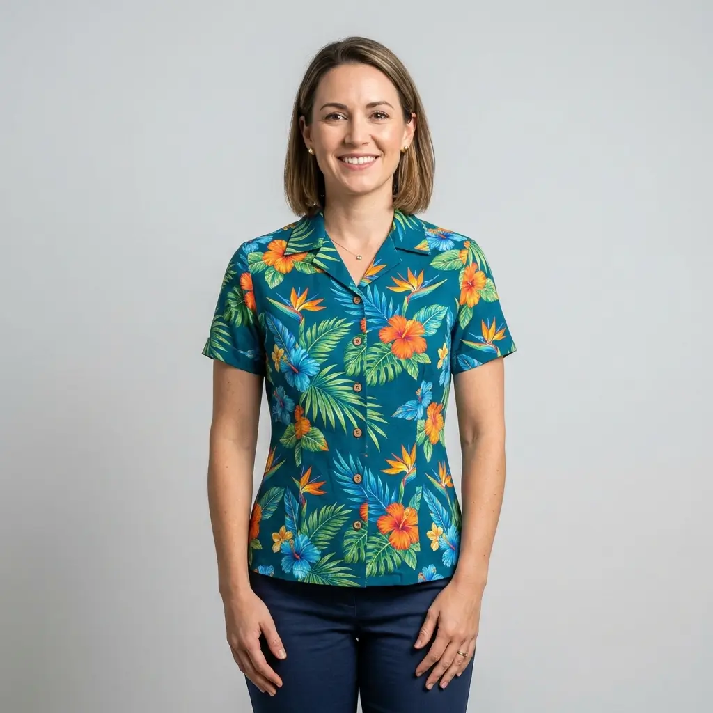 Women's custom hawaiian shirt.